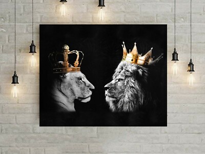 King and Queen (High Quality Canvas) | Lion and Lioness, Home Decor, Wall Art