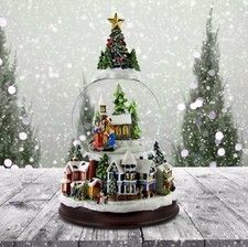 Carolers w/ Tree Top and Village Base Snow Globe San Francisco Music Box