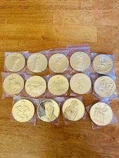 Franklin Mint Treasure of Ancient Greek 14 Medals Set 24k Gold Plated Large Lot