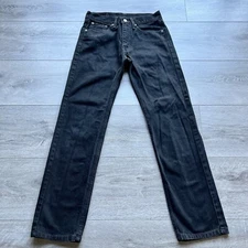 Levi's Jeans Mens 30x32 Black 505 Regular Fit Faded Straight Leg American Denim