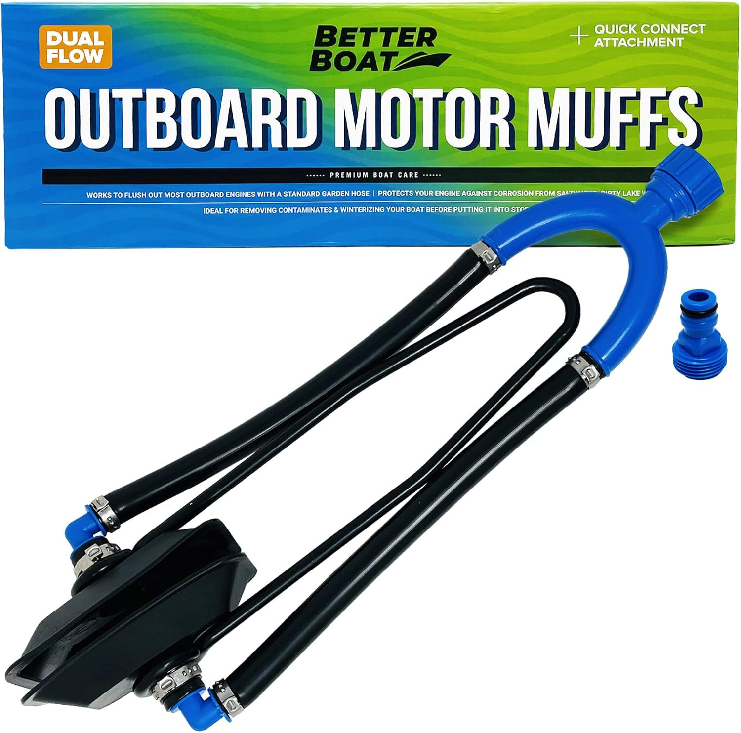Boat Motor Muffs, Outboard & Inboard I/O Engine Flush Kit, Ear Flusher Hose Adap
