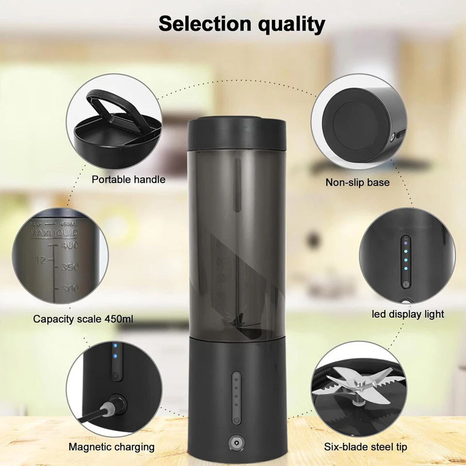 Tragbarer Mini Mixer Standmixer Elektrischer Smoothie Maker Blender Shaker Akku - Bild 4 von 4