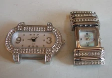 WOMEN'S SET OF 2 SILVER FINISH DIAL WATCH FACES FOR BEADING,RIBBON OR OTHER USE