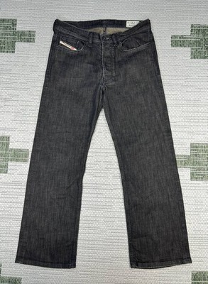 Diesel Quratt Jeans Mens 30 Black Denim Logo Stretch Mid Rise Straight Leg 30x28