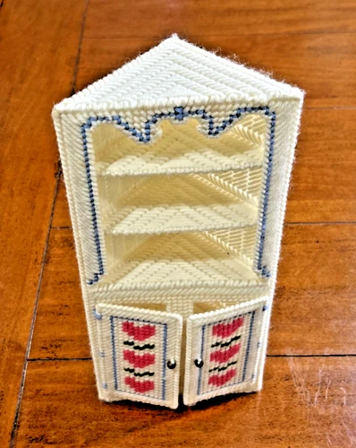 Vintage Handmade Plastic Canvas Barbie Doll Furniture - Corner Cabinet