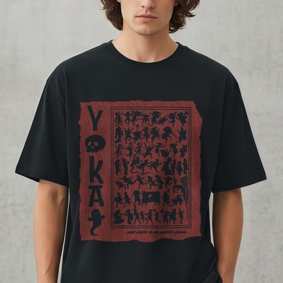 Yokai Anime T-shirt Night Parade of 100 Demons Japanese Ukiyoe Shadow Art Gothic