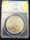1922 PEACE DOLLAR ANACS MS 60 044