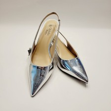 Metallic Size 6 Low Kitten Heel Pointed Toe Comfort Slingback Women's Pump Shoes