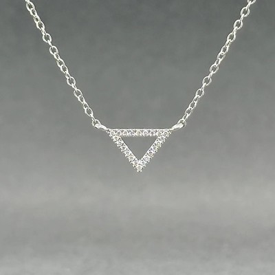 Nachlass 14K Weißgold 0,06ctw H/VS2 Diamant Dreieck Anhänger