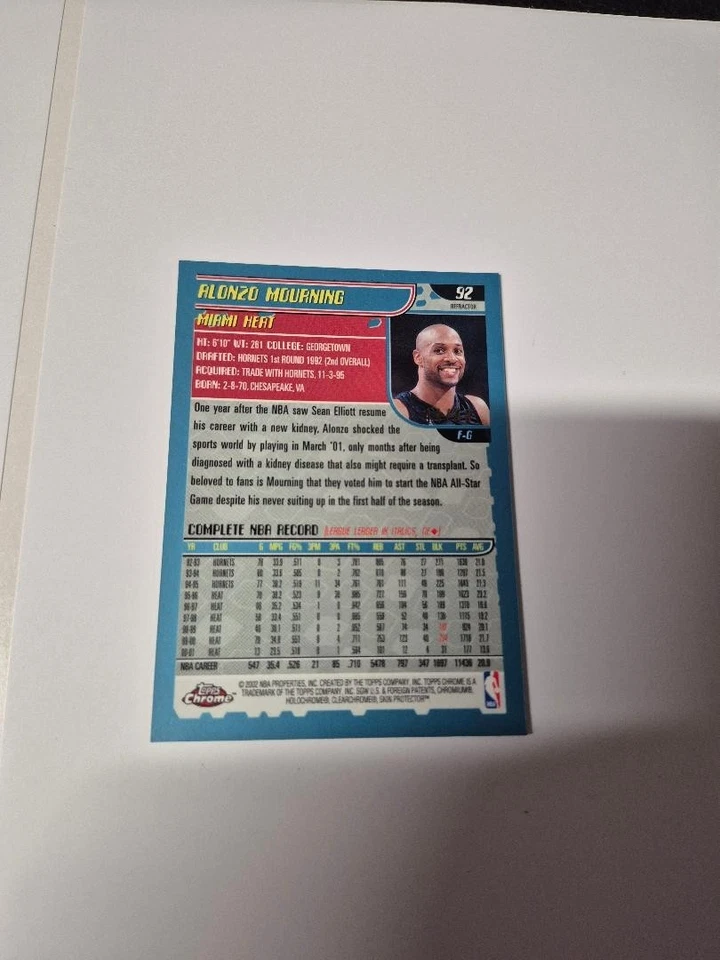 2001/02 Topps Chrome Black Border Refractor #44/50 Alonzo Mourning #92 MINT HOF - Image 2 of 2