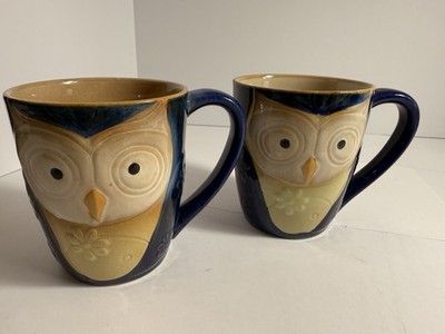 Elite Couture by Gibson Set of 2 Navy Owl Mugs - 16 oz.