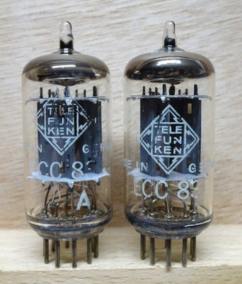 Pair: TELEFUNKEN ECC83 | SEHR GUT   NOS diamond smooth plates Tubes Röhren