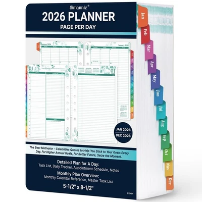 SIMANNIE Planner Refills - 2026 Planner Refills, January 2026 - December 2026, 2 Pages...