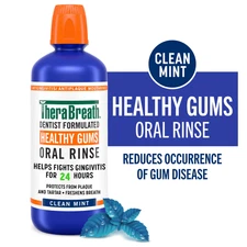 3 Bottles TheraBreath Healthy Gums Oral Rinse 16oz Clean Mint  Exp 11/2026