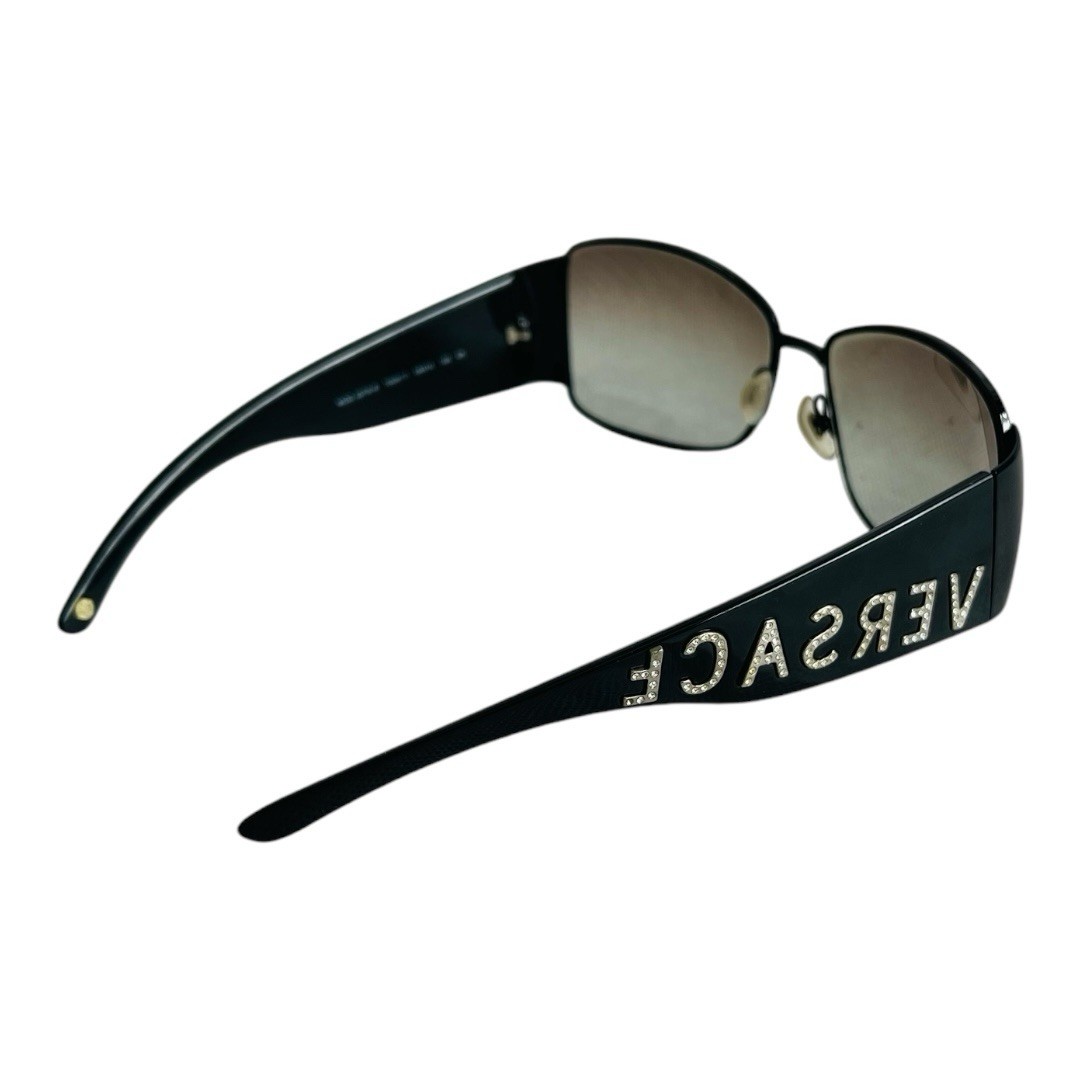 Versace Black Rhinestone Logo Sunglasses Bling Rare Designer Glasses Shades +Box image 3