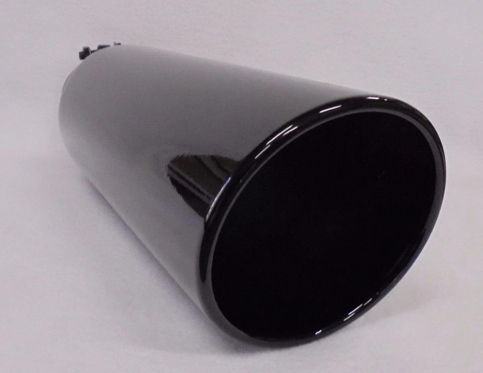 NEGRO BRILLANTE 2.5" ENTRADA 5" SALIDA 18" LARGO ÁNGULO LAMINADO DIÉSEL ESCAPE CAMIÓN PUNTA Foto 2 de 4