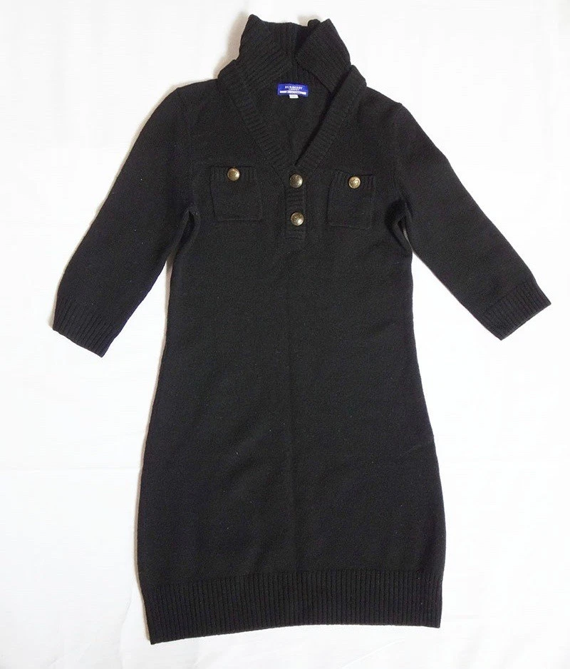 Abito donna Burberry Blue Label nero in maglia manica 38 3 4