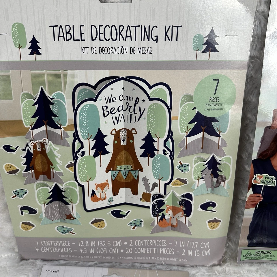 Woodland Baby Shower Boy Girl Bear*Fox*Porcupine*squirrel 29 Piece Decorations - Image 3 of 4
