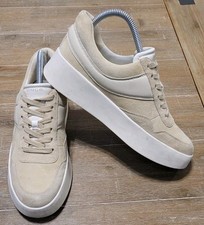 Vince Warren Court Suede Platform Sneakers Women's Size 7.5 Macadamia Beige