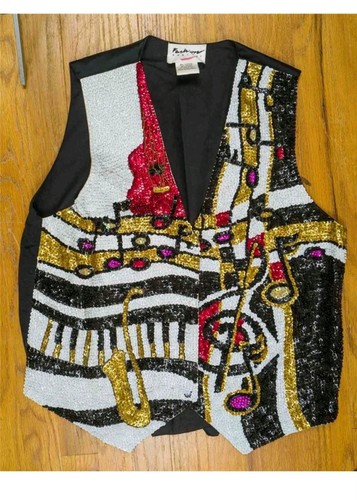 Fashion Vest Sequin Beaded Jazzfest Musical Holiday Bedazzled 1990's - Picture 5 of 5