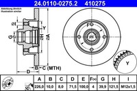 2X ATE Bremsscheibe 24.0110-0275.2 FüR VW Golf Corrado 3A2 Seat 35I Passat 1G1 2