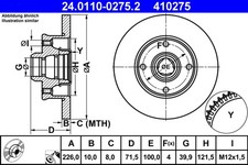 2x ATE Bremsscheibe 24.0110-0275.2 für VW GOLF CORRADO 35I 3A2 PASSAT SEAT VENTO