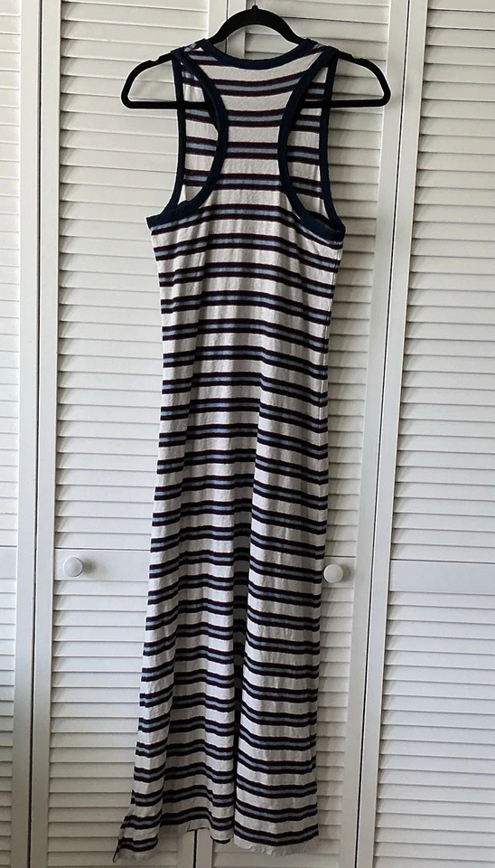 Vestido sin mangas James Perse estándar dividido lateral para mujer talla 2 a rayas playa algodón Foto 4 de 4