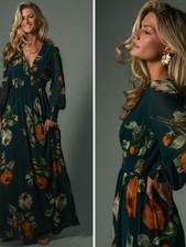 New Baltic Born Olivia Maxi Dress Deep Topaz Floral Size Large NWOT Bridesmaid