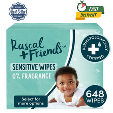 Rascals Premium Sensitive Alcohol Free Baby Wipes, 648 Count