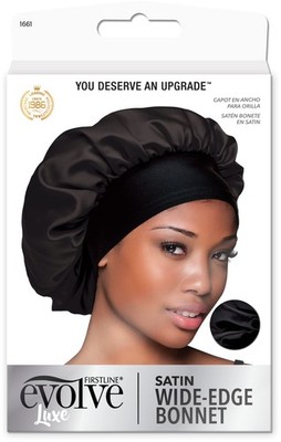 Evolve Satin Wide Edge Bonnet Black 1 Count (Pack of 1), 