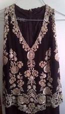 J Kara Beaded Dress Womens Size 12 Sleeveless Evening Gown Heel Tear See Pics