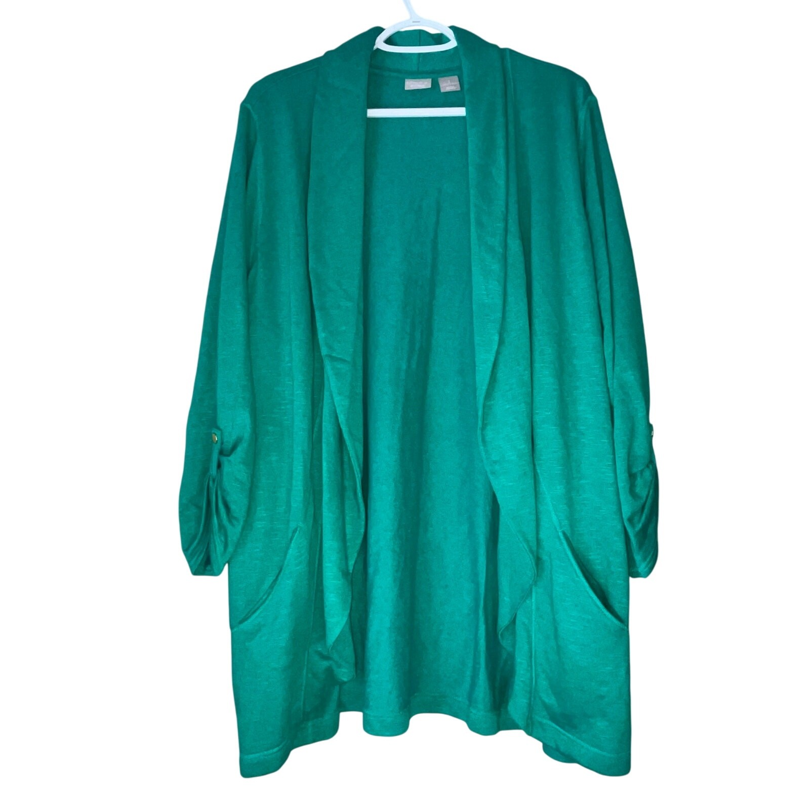 NWT! Chicos’s Green Long Sleeve Cardigan with Pockets Size 3 (US 16/18)