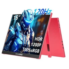  16" 1200P 120Hz Portable Monitor, 100% sRGB Portable 16inch W1-Red 1200P|120HZ