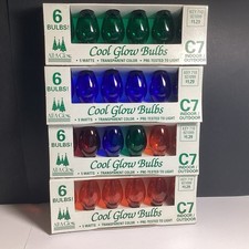 NOS 4 BOXES C 7 COOL GLOW BULBS CHRISTMAS LIGHT STRINGS INDOOR OUTDOOR 24 Bulbs