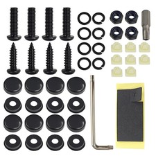 Anti-Theft License Plate Security Screws, Black Plate Mounting Hardware for Car