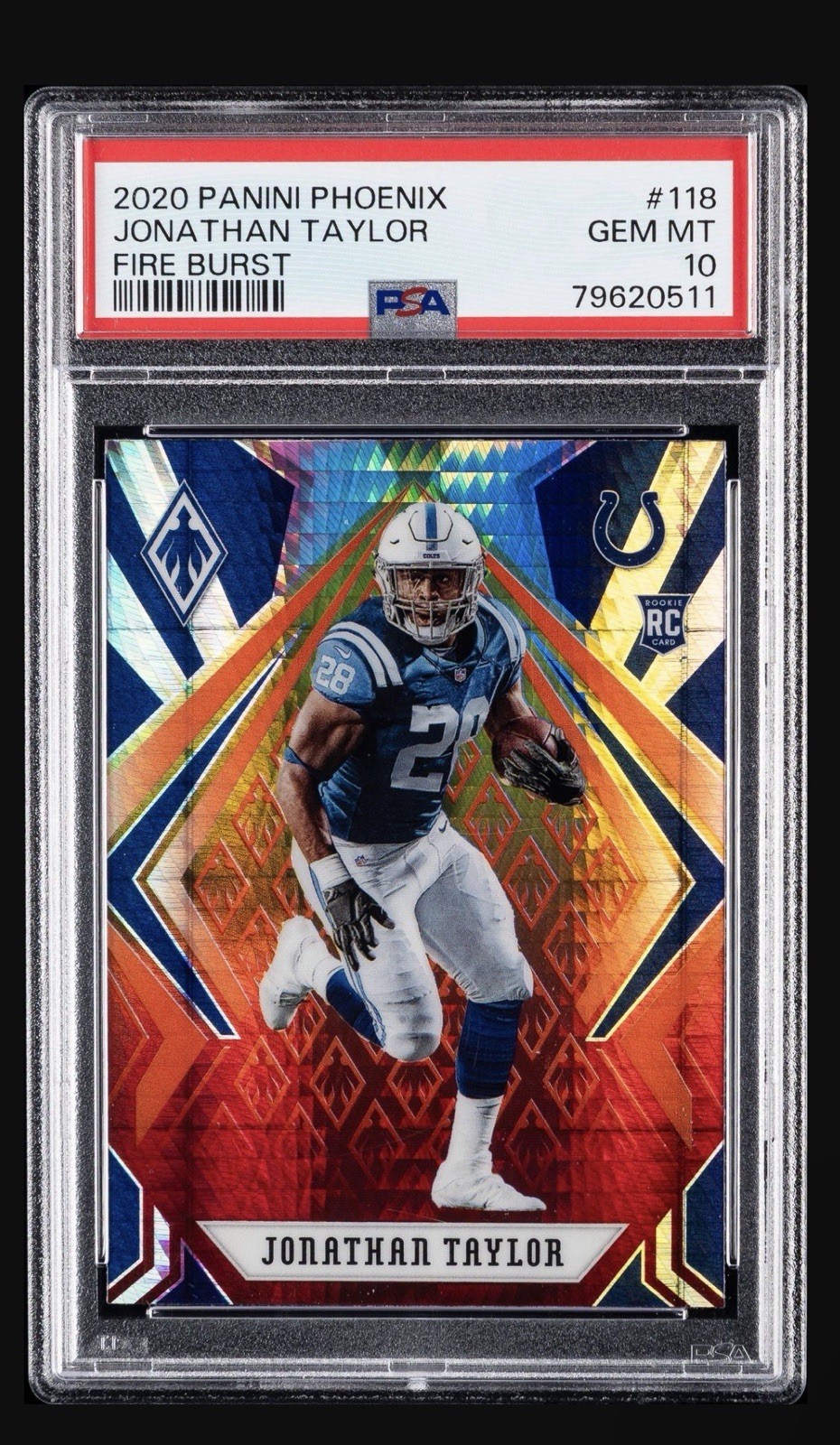 2020 Panini Phoenix - Rookies Jonathan Taylor #118 Fire Burst (RC) PSA 10