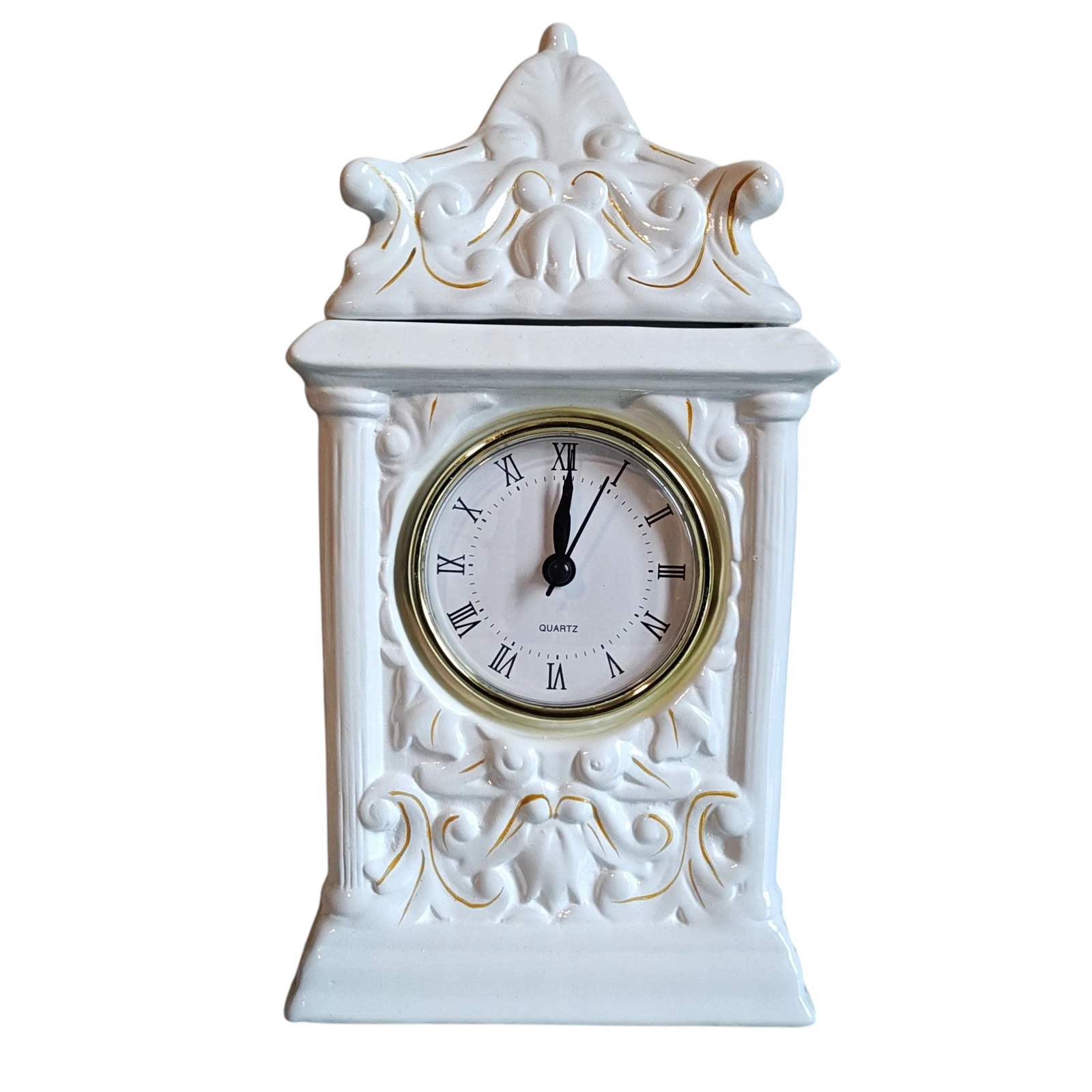 Disney Alice Through the Looking Glass Cookie Jar Clock Ceramic White Gold Trim