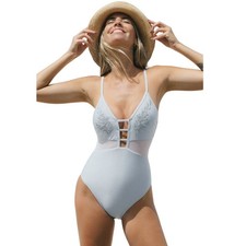 Cupshe Women's Cupids Treasure Cut Out One Piece Swimsuit Silver Size XL