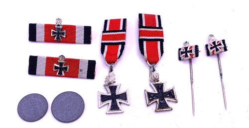 World War 2 German Military pins lot Iron cross badges stick pins bars & coins