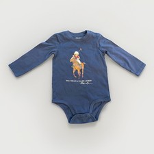 Ralph Lauren Polo Bear Horse Infant Baby Bodysuit One Piece 9 Months Navy Blue