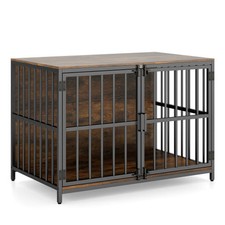 40 Inch Dog Crate Furniture Dog Kennel with Dual Lockable Double Doors-Rustic Br