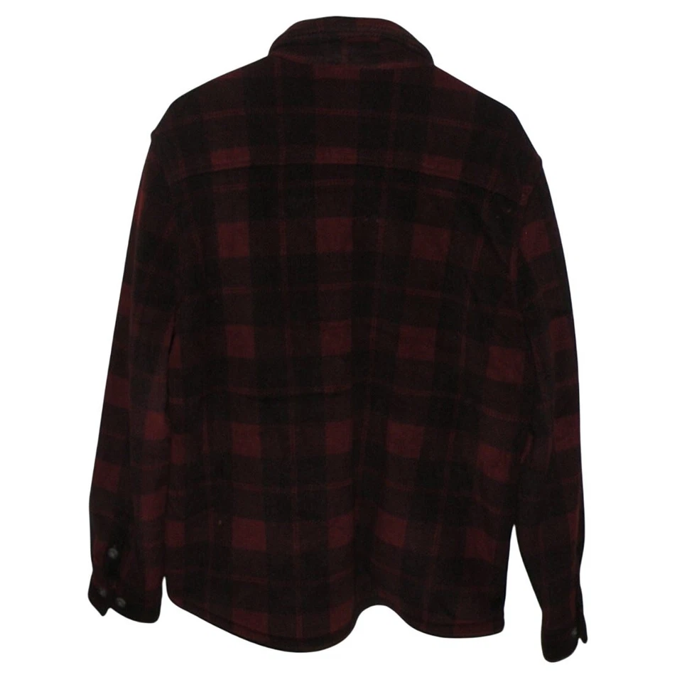 Free Country Men’s Medium LS Button Fleece Lined Shirt Shacket Red Black Plaid - Image 3 of 3