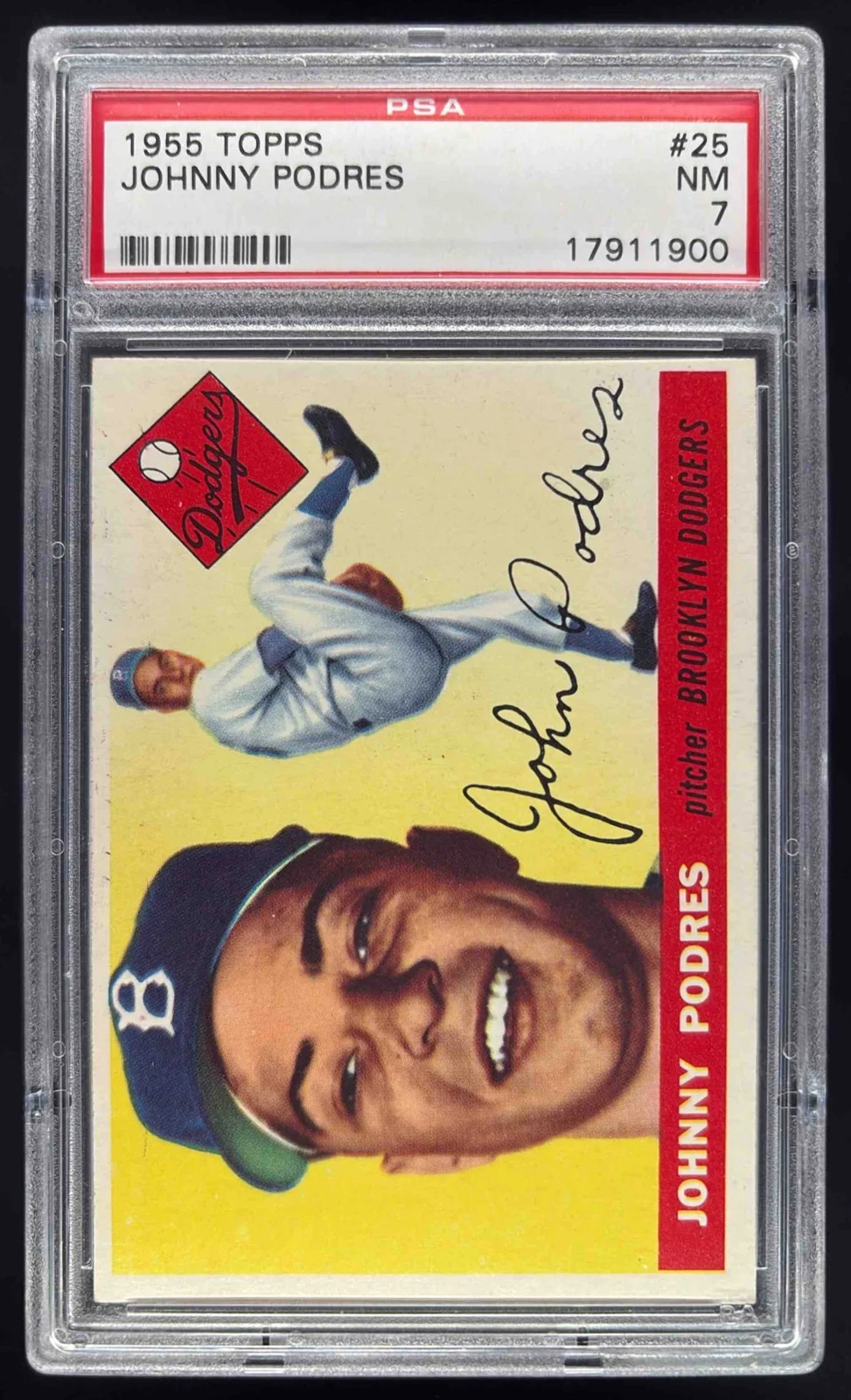 1955 Topps #25 Johnny Podres PSA 7