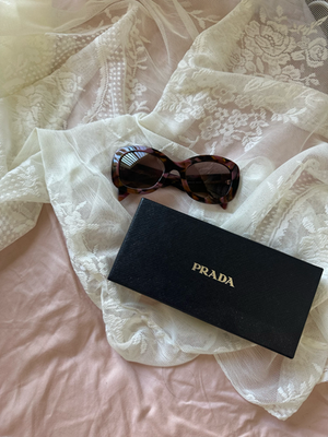 Prada PRA13S Oval Sunglasses | 18N10D-Tortoise Cognac Begonia | eBay