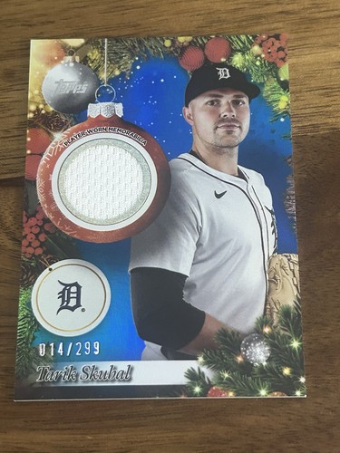 Tarik Skubal Player Worn Relic Jersey Patch Blue Foil /299 2025 Topps Holiday