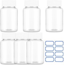 Sibba Clear Pill Bottle 6 Pcs Empty Medicine Organizers 80ML Plastic Dispenser J