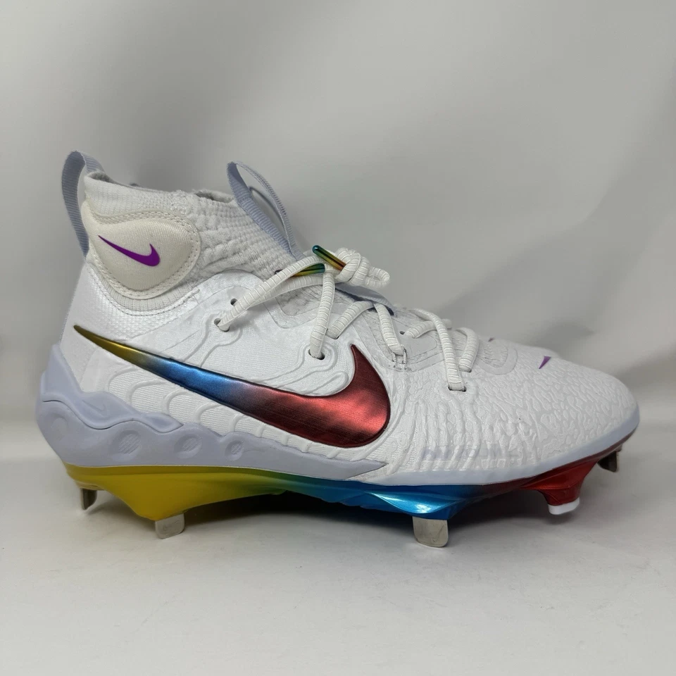 Nike Alpha Huarache NXT Baseball Cleats "Rainbow" Cleats Metal DJ6517-106 Sz 7🌈 - Image 3 of 4
