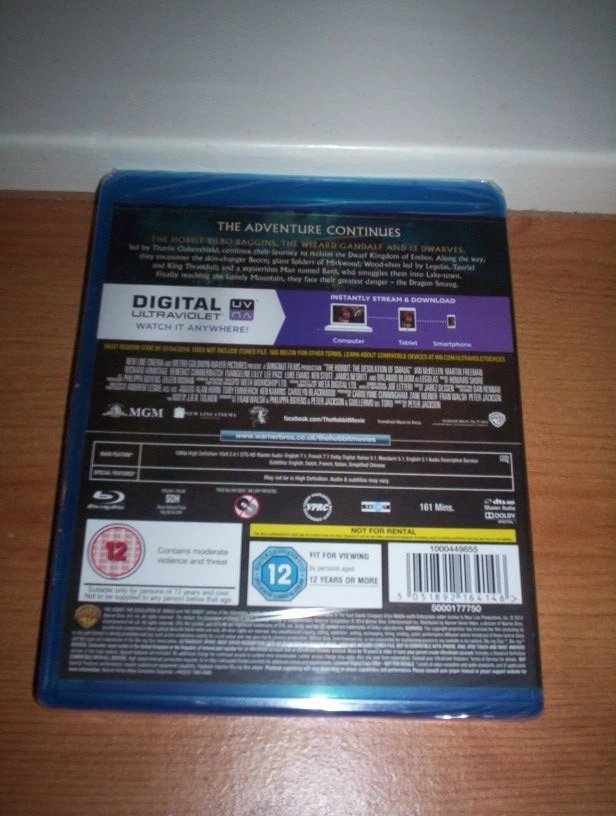 Hobbit The Desolation Of Smaug Blu-ray Brand New Cellaphane Sealed - Image 2 of 2