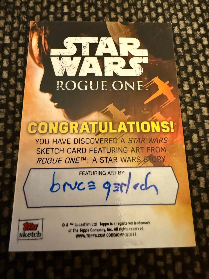 Star Wars Rogue One Bruce Gerlach Sketch Card 1/1 Death Trooper - Image 2 of 2