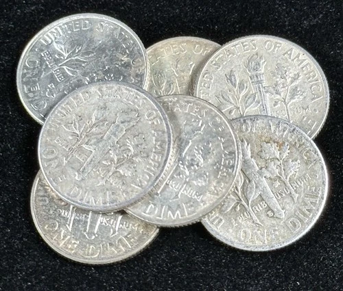 7 90% Silver Roosevelt Dimes  Mixed Dates Lot ~ 1/2 Oz Silver